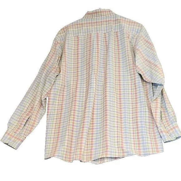 Talbots Mens Dress Shirt Sz L Long Sleeve Button Up Blue Red Green Plaid - Picture 2 of 9